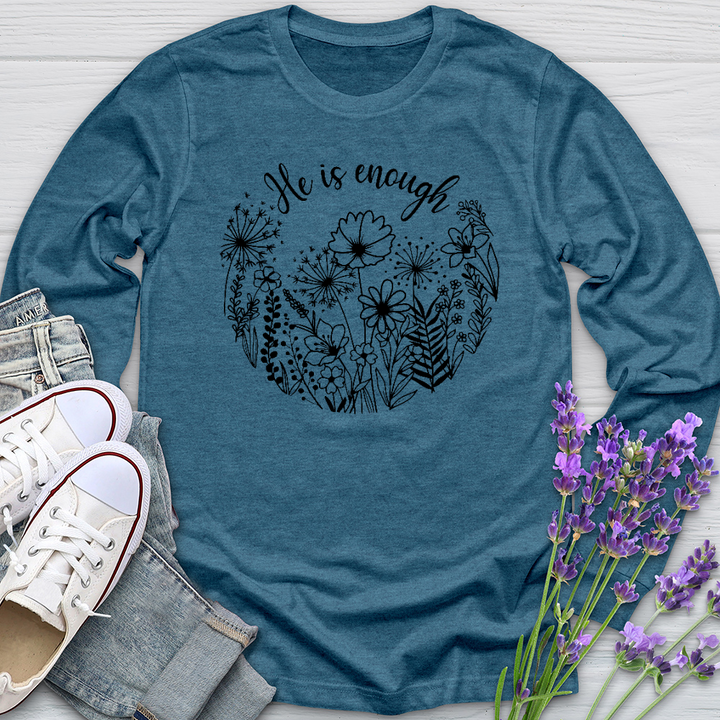 He Is Enough Wildflowers Long Sleeve Tee