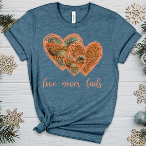 Love Never Fails V6 Heathered Tee