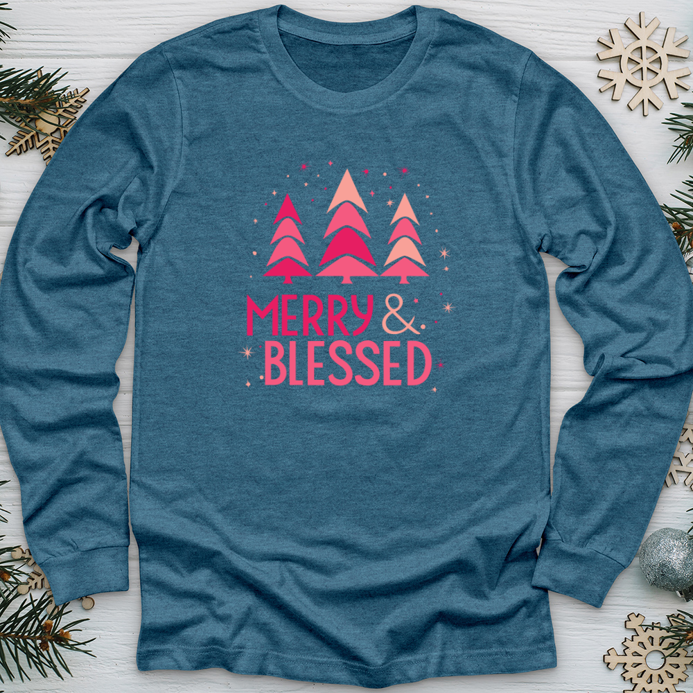 Merry Blessed Tree Long Sleeve Tee