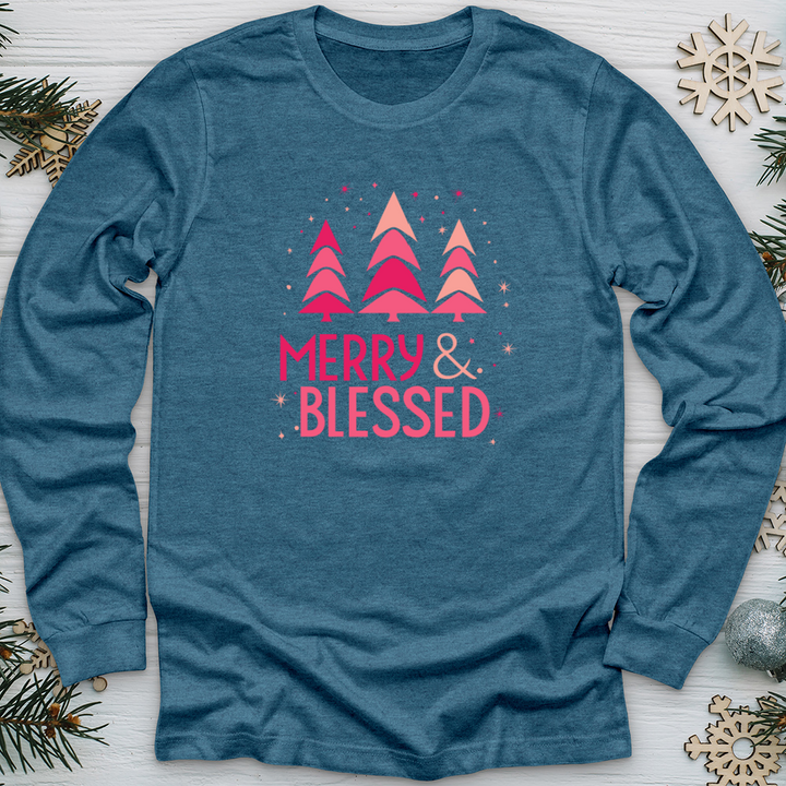 Merry Blessed Tree Long Sleeve Tee