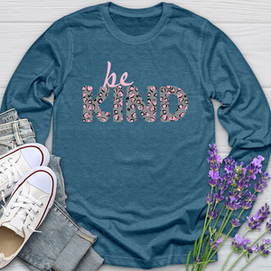Be Kind Pink Leopard Print Long Sleeve Tee