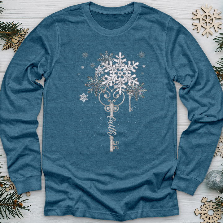 Faith Snowflake Key 2 Long Sleeve Tee