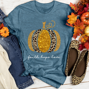 Faith Hope Love Leopard Pumpkin Heathered Tee