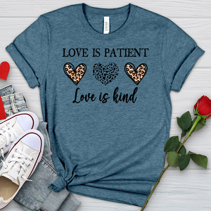 Love Is Patient 3 Hearts Heathered Tee