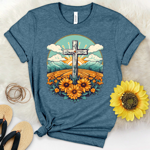 Sunflower Cross Scene Heathered Tee