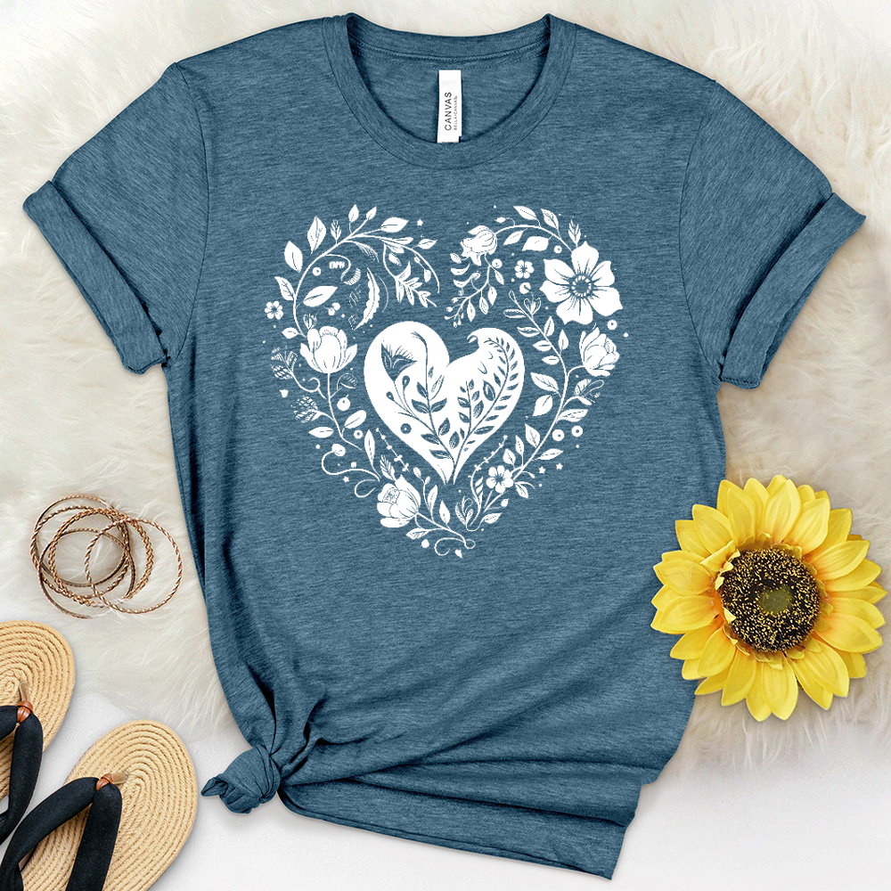 A Simple Floral Heart 01 Heathered Tee