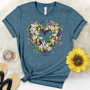 Entangled Flower Heart Heathered Tee