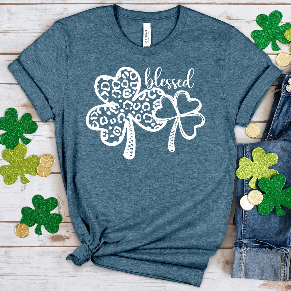 Blessed White Clovers Heathered Tee
