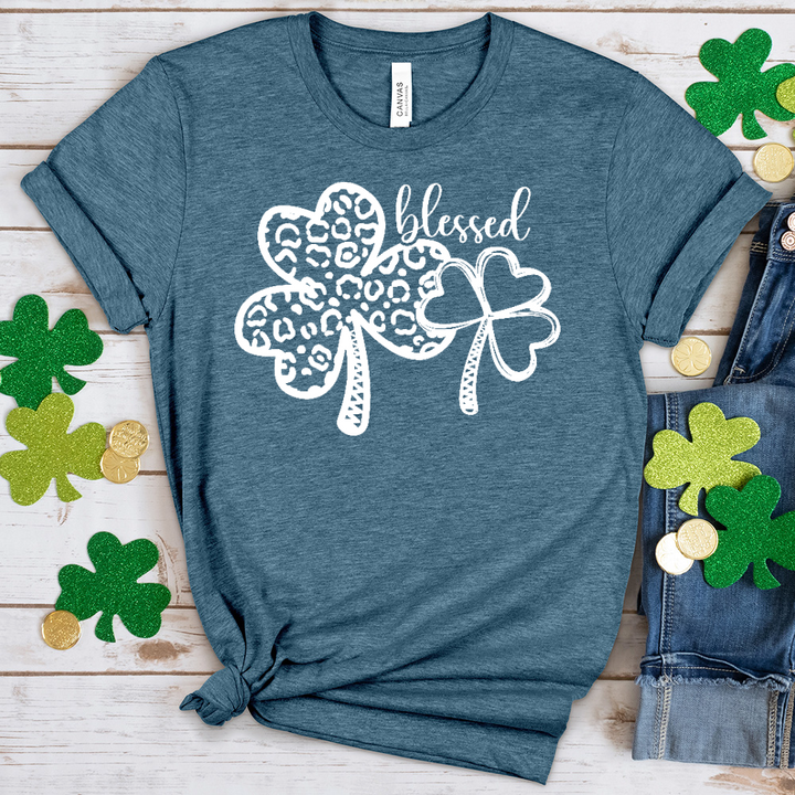 Blessed White Clovers Heathered Tee
