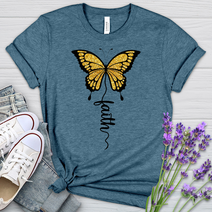 Gold Faith Butterfly Heathered Tee