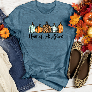 Thankful Blessed Pumpkin Arrangement Heathered Tee