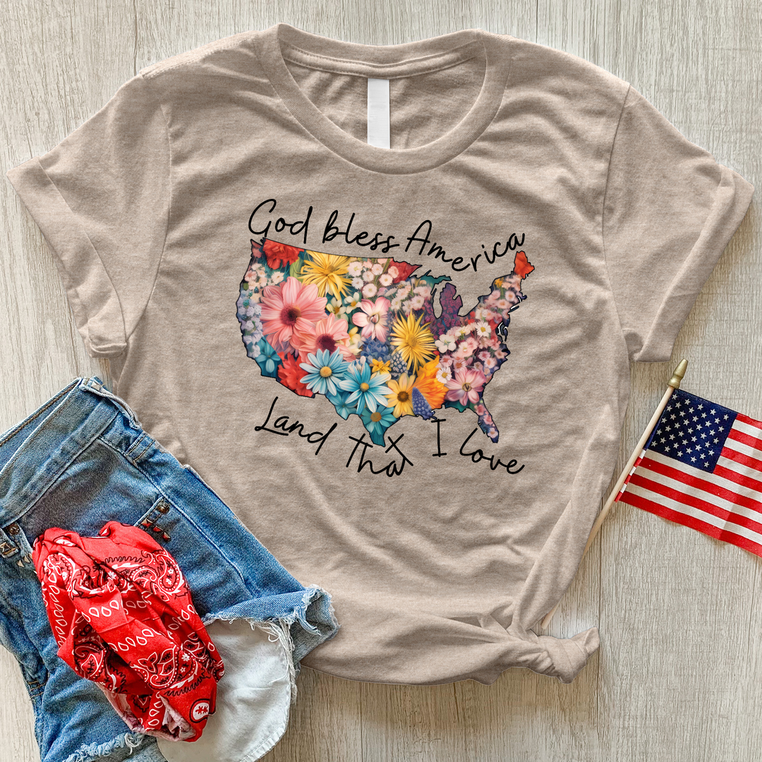 Land That I Love Flower Heathered Tee