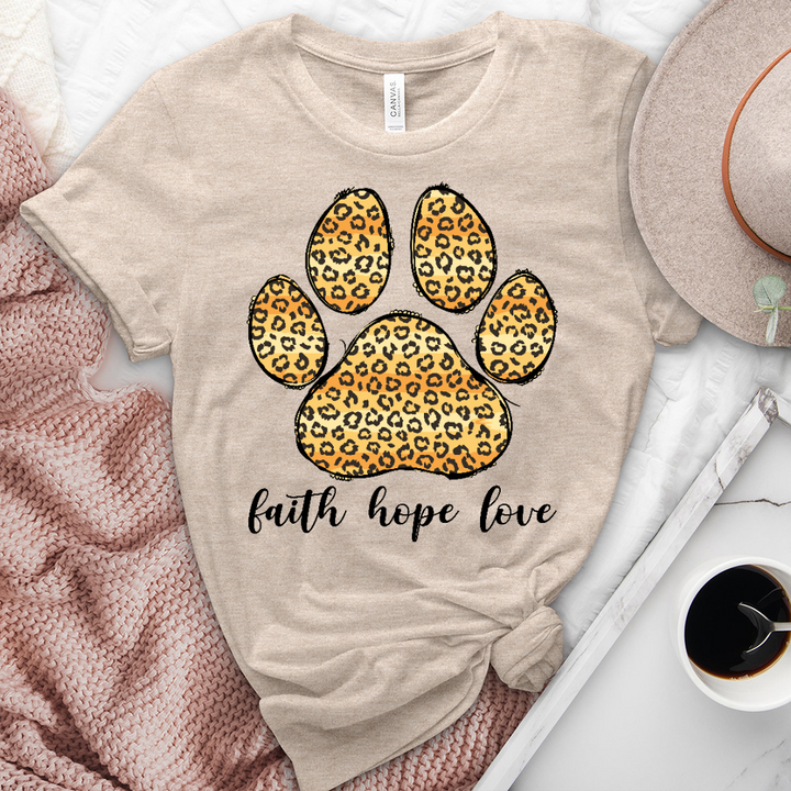 Bold Leopard Faith Paw Print Heathered Tee