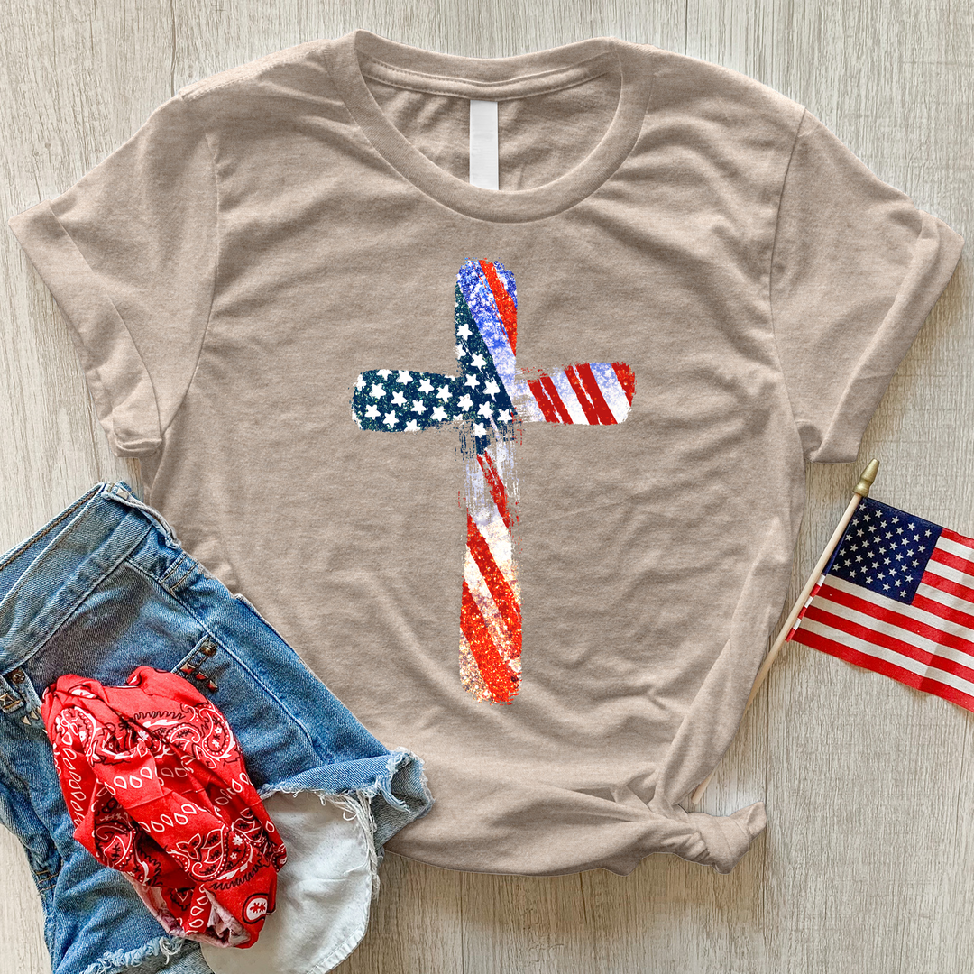 American Cross Heathered Tee