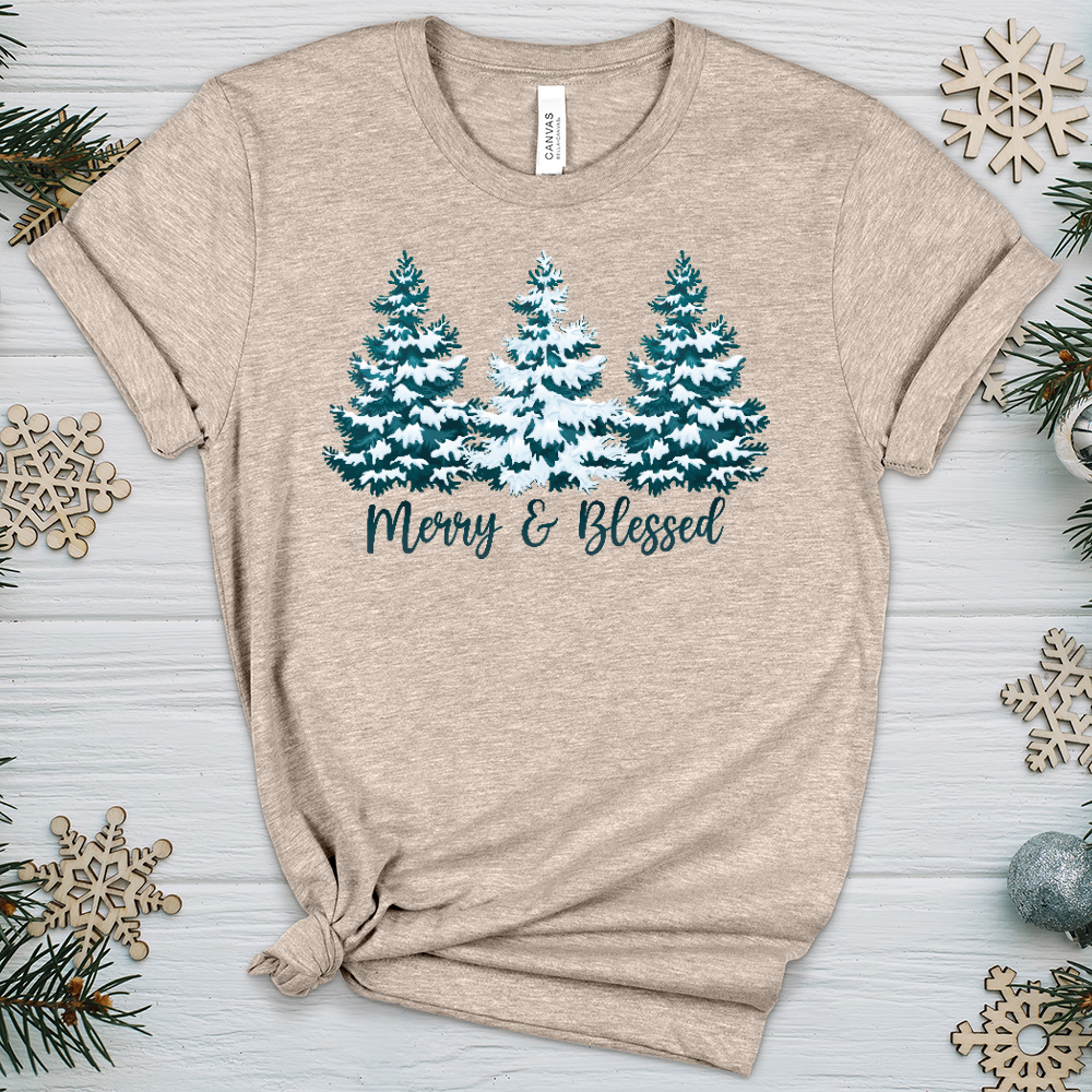 Snowy Blessed Trees Heathered Tee