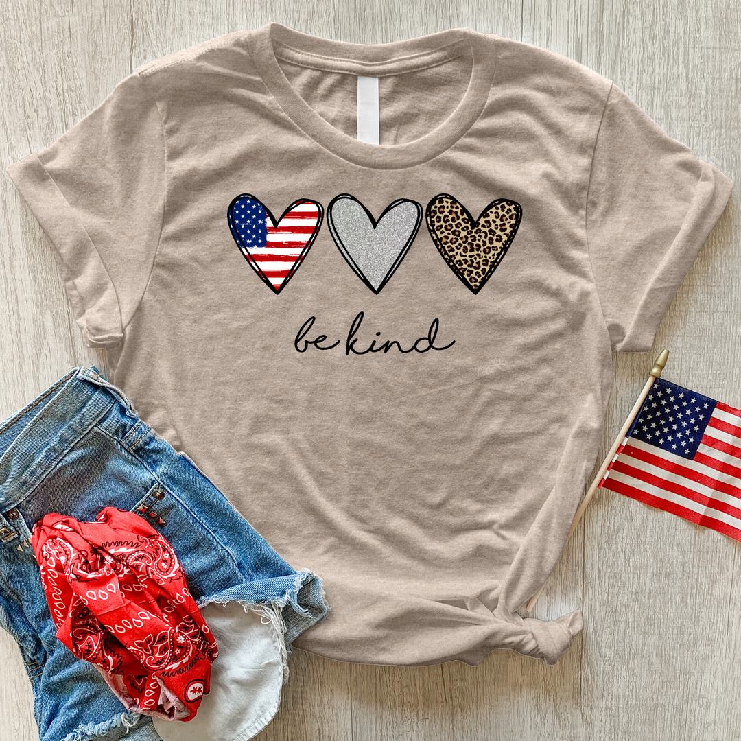 Be Kind Heart Flag Heathered Tee