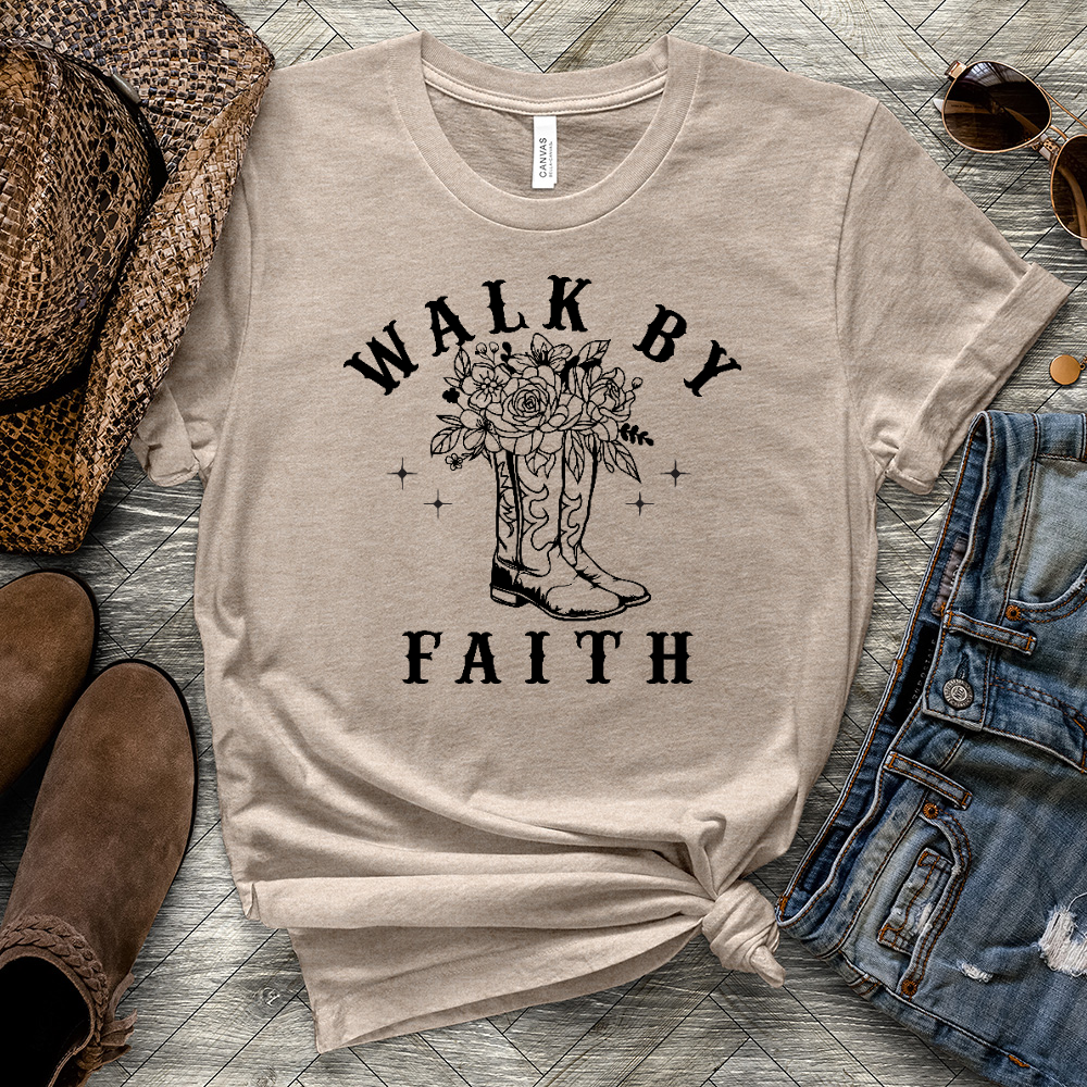 Walk By Faith Boots Heathered Tee