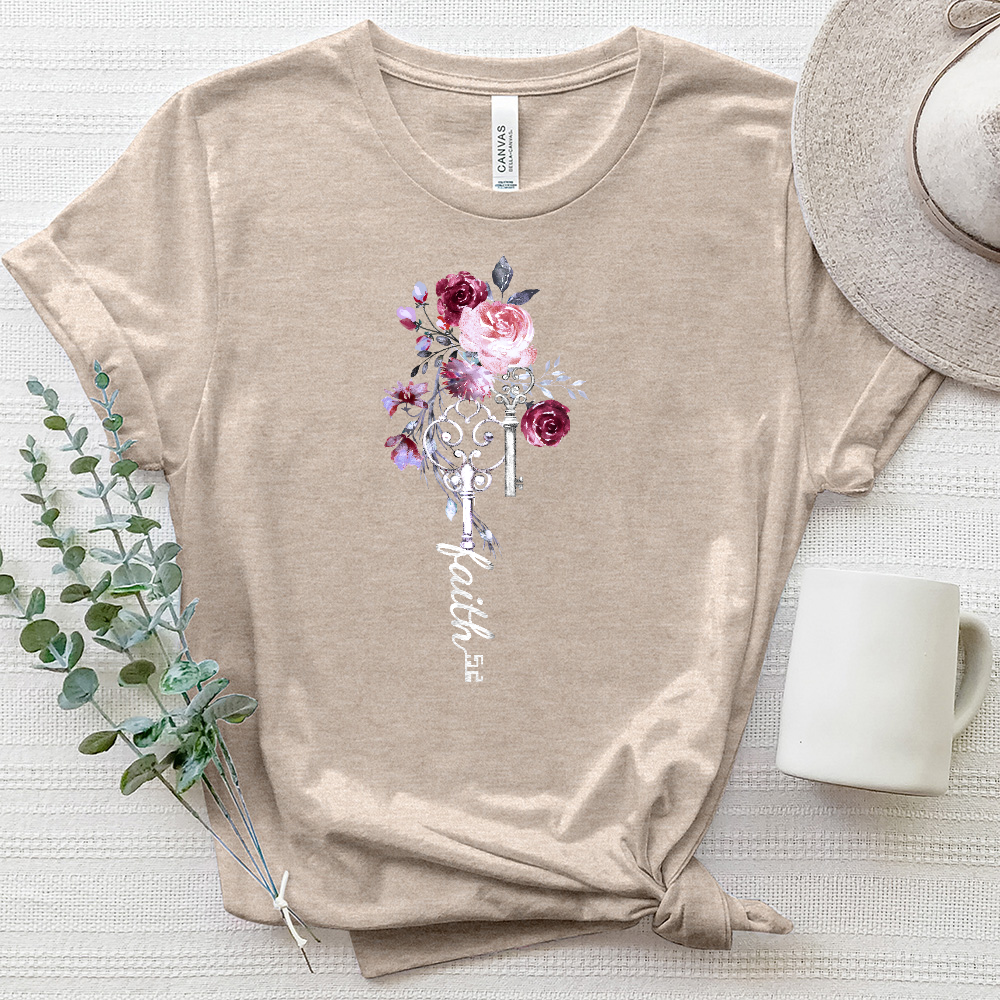 Faith Floral Key Heathered Tee