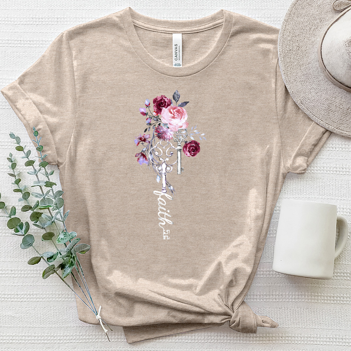 Faith Floral Key Heathered Tee