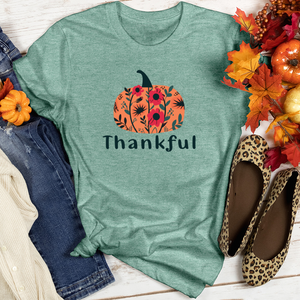 Thankful Pumpkin Flower Patch Heathered Tee