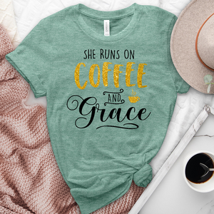 Gold Coffee and Grace Heathered Tee