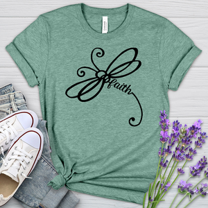 Faith Dragonfly Word Art Heathered Tee