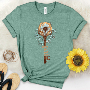 Retro Dandelion Faith Key Heathered Tee