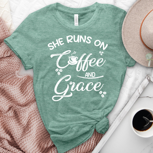 Runs On Grace Heathered Tee