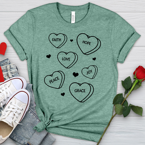 Inspirational Candy Hearts Heathered Tee