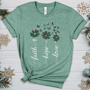 Faith Hope Love Floral V2 Heathered Tee