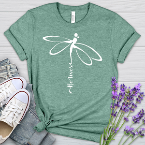 He Lives Dragonfly White Heathered Tee