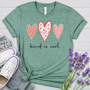 Kind Is Cool Pink Hearts Heathered Tee