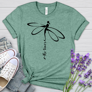 He Lives Dragonfly Heathered Tee