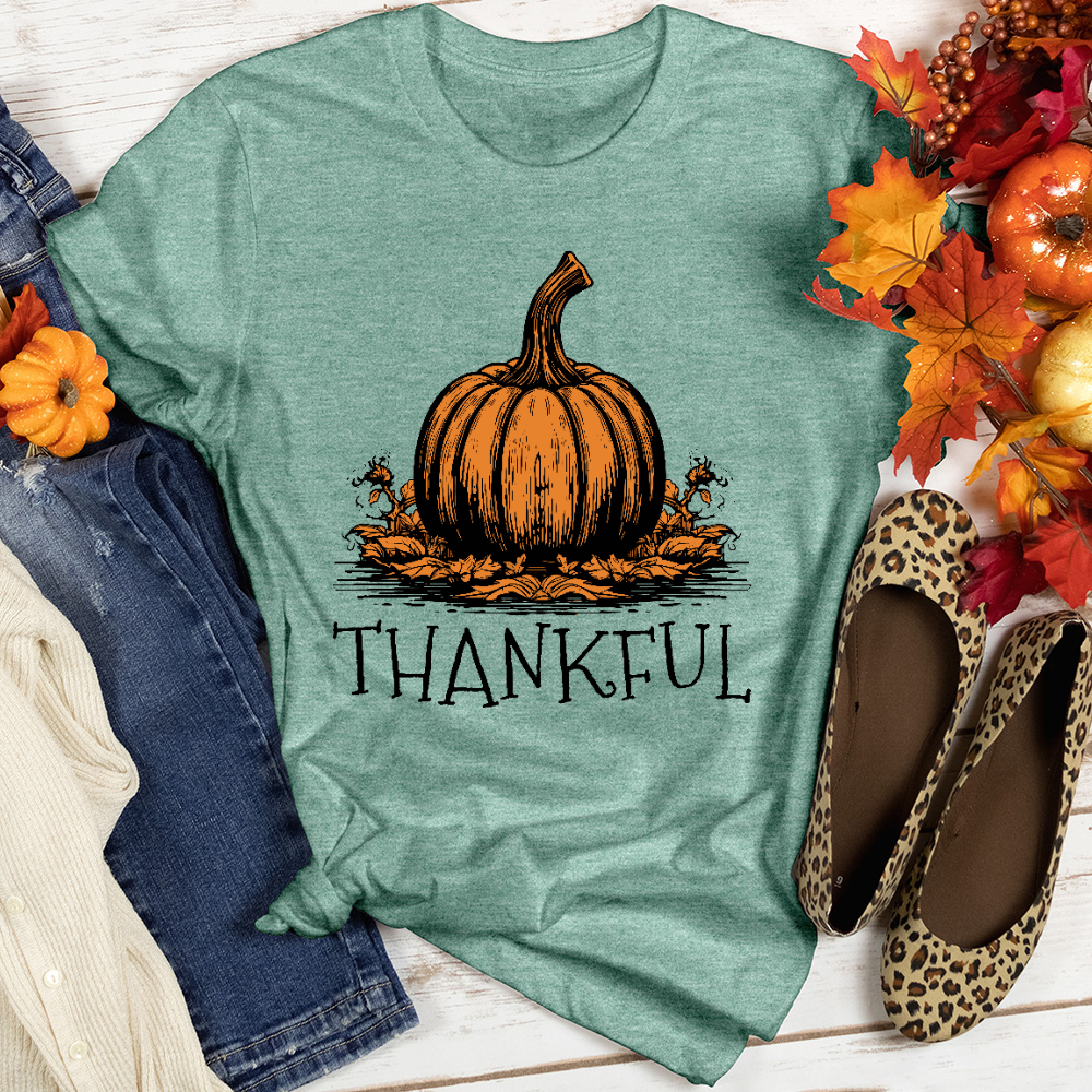 Thankful Orange Pumpkin Heathered Tee