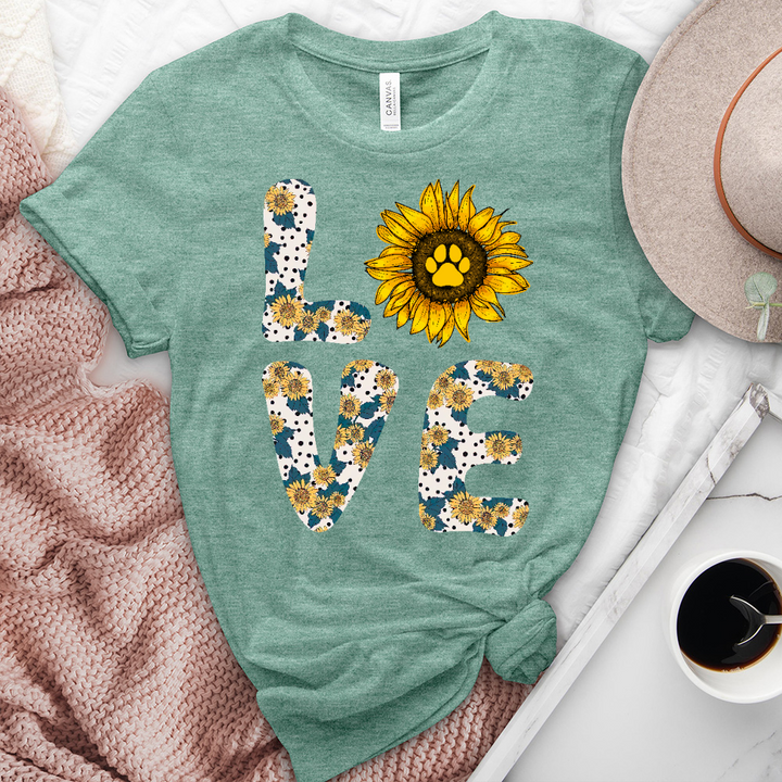Love Floral Paw Print Heathered Tee