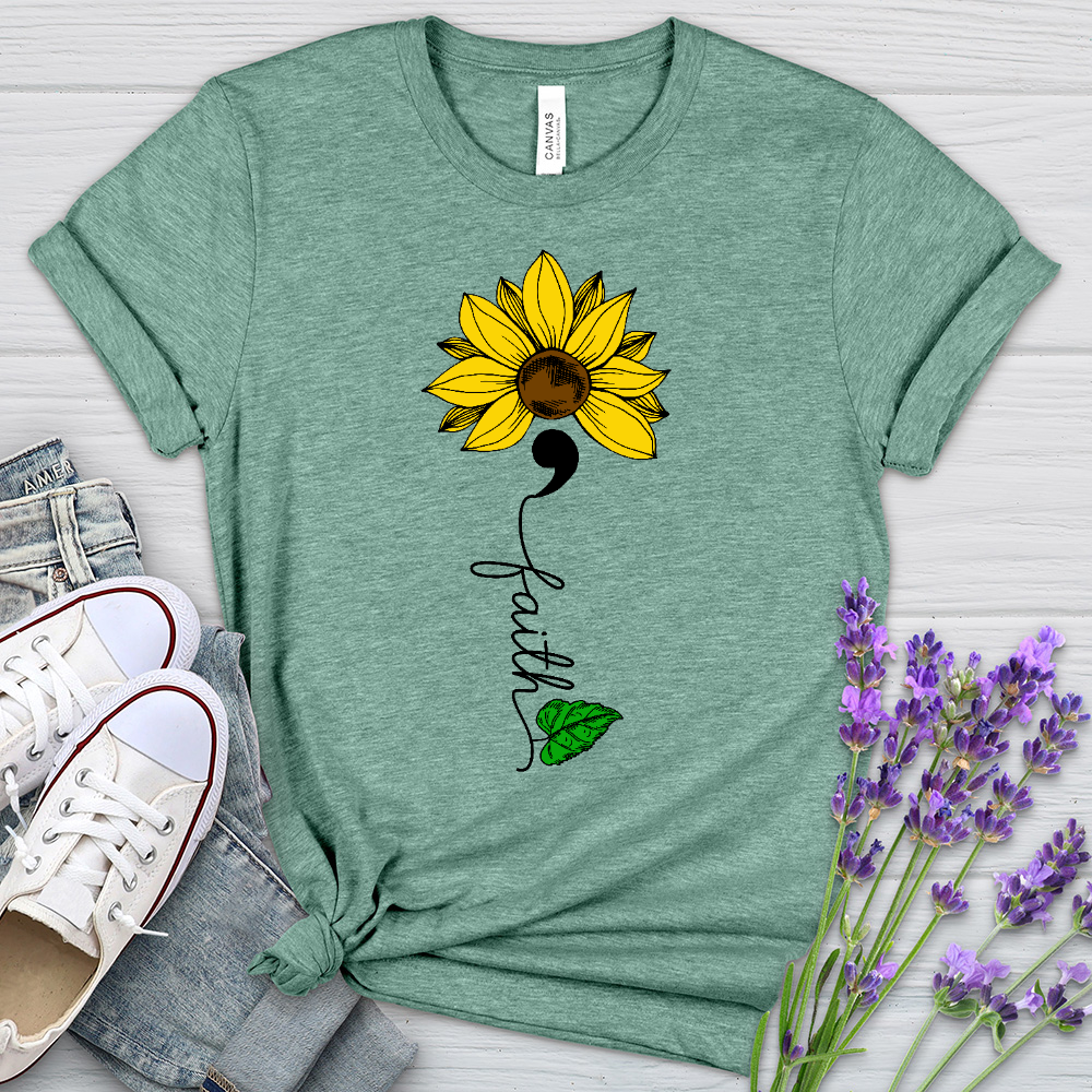 Faith Semicolon Sunflower Heathered Tee
