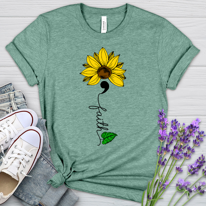 Faith Semicolon Sunflower Heathered Tee