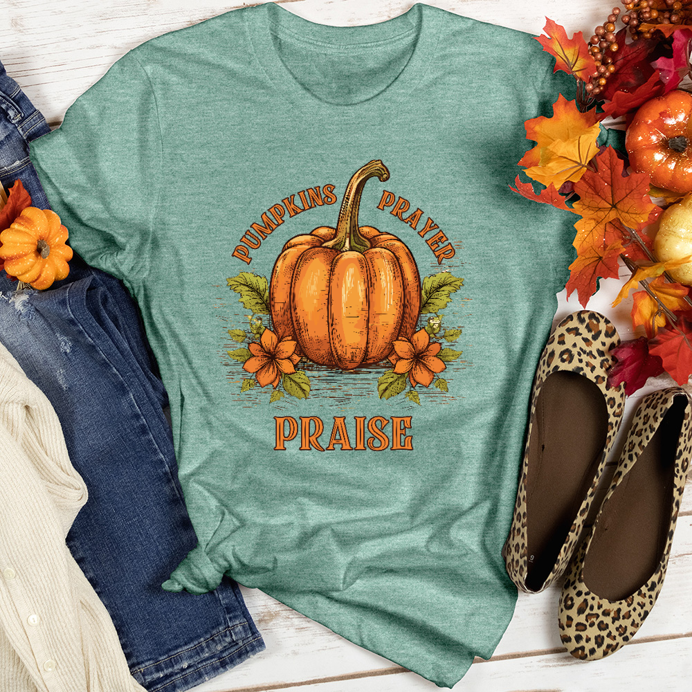 Pumpkins Prayer & Praise Heathered Tee