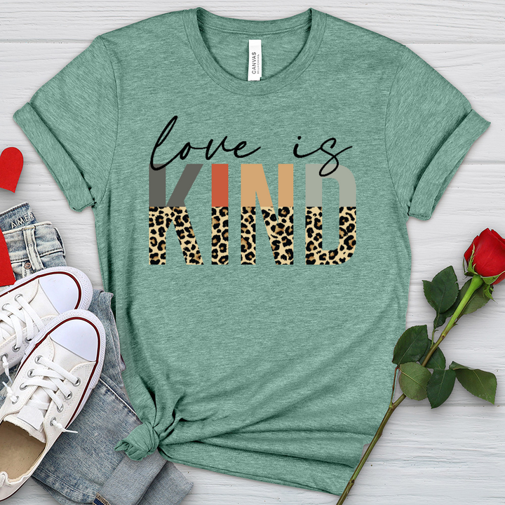Love Is Kind Leopard Letters Heathered Tee