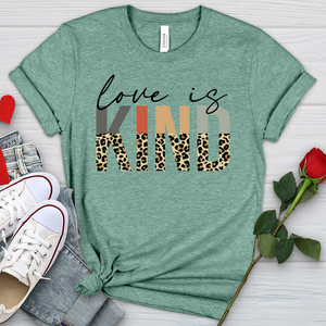 Love Is Kind Leopard Letters Heathered Tee