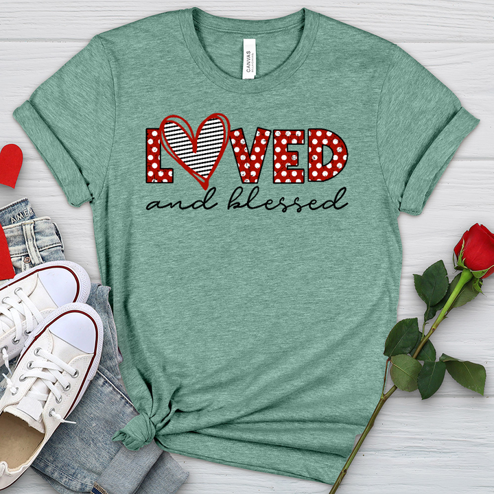 Loved and Blessed Letters Heathered Tee