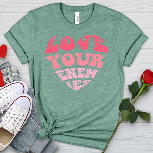 Love Your Enemies Pink Heathered Tee