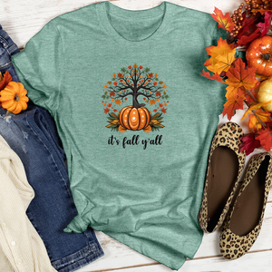 Geometric Harvest Tree Pumpkin Heathered Tee