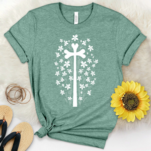 Cross Flower Scene Heathered Tee