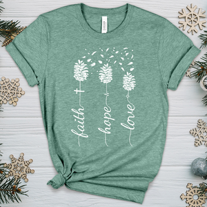 Faith Hope Love Pinecones Heathered Tee