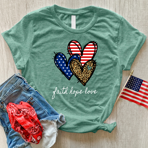 Faith Hope Love Pattern Hearts Heathered Tee