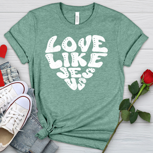 Love Like Jesus White Heathered Tee