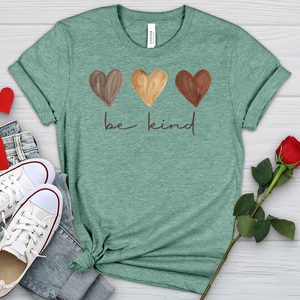 Be Kind Watercolor Hearts Heathered Tee