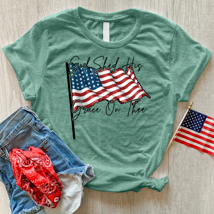 God Shed His Grace Heathered Tee