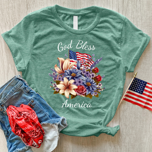 God Bless Wildflowers Heathered Tee